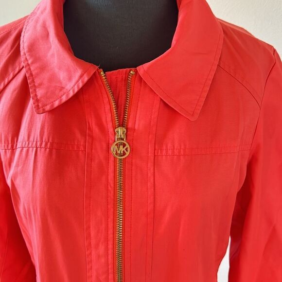 MICHAEL Michael Kors orange water repellent zip front/pockets logo lined jacket. - Picture 2 of 7